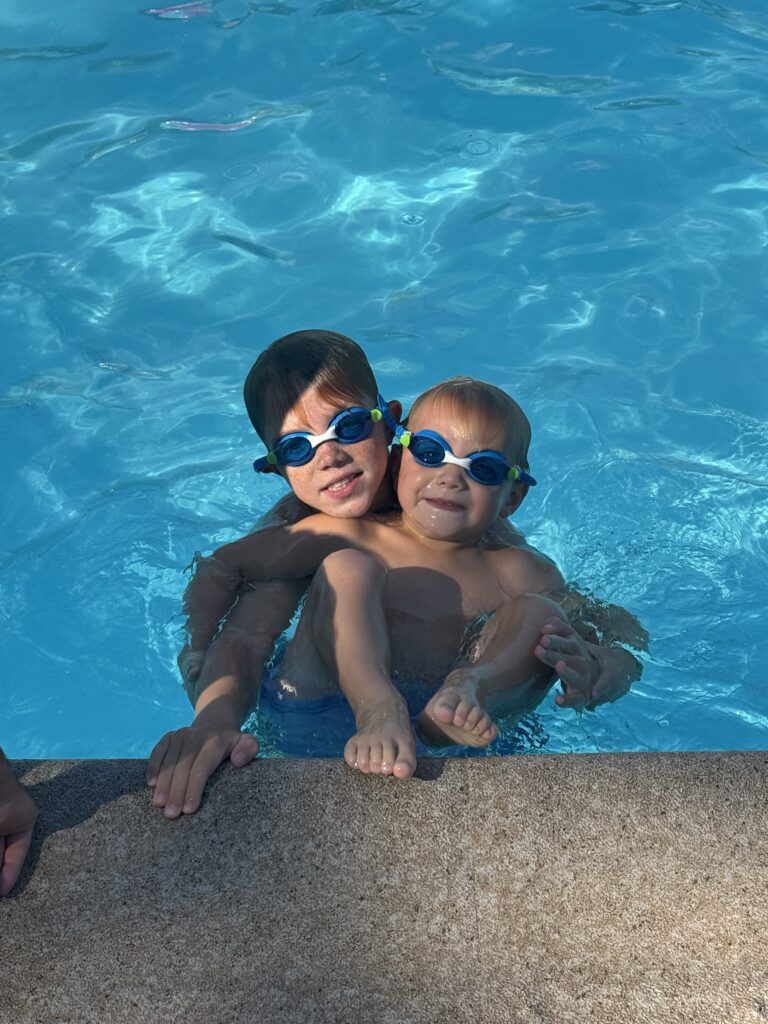 boys swimming at benners meadow campground, ohiopyle
