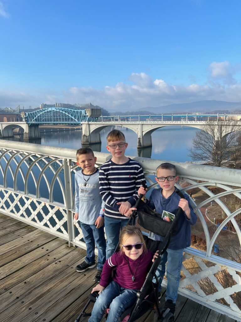 children on Walnut Street Bridge Chattanooga TN