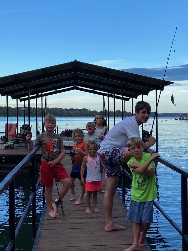 kids fishing on dock lake keowee with kids