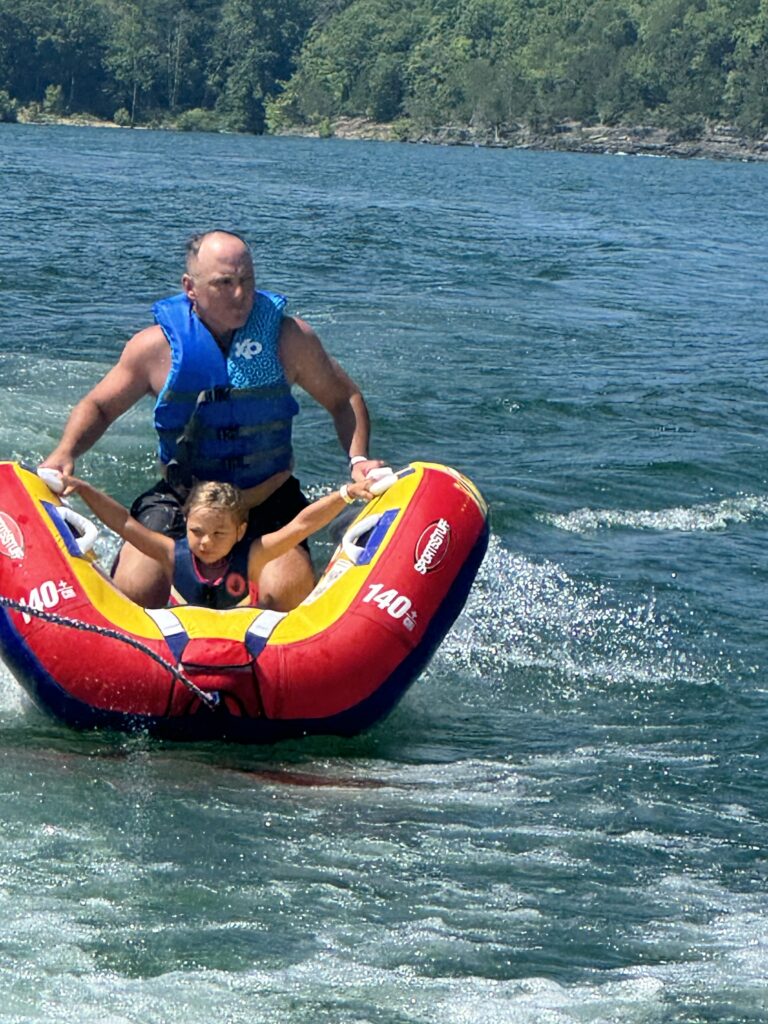 tubing on table rock lake with kids