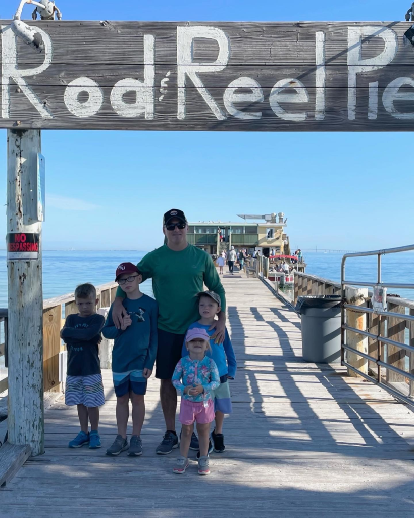 family on Rod and Reel Pier, Anna Maria island family beach vacation