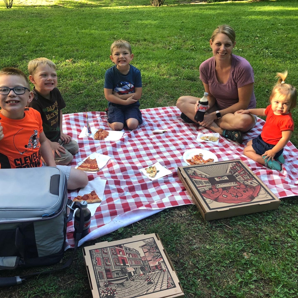 family picnicking in stowe vermont during summer