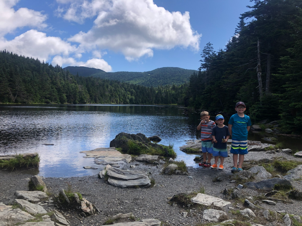 view of sterling pond in stowe vermont during summer 