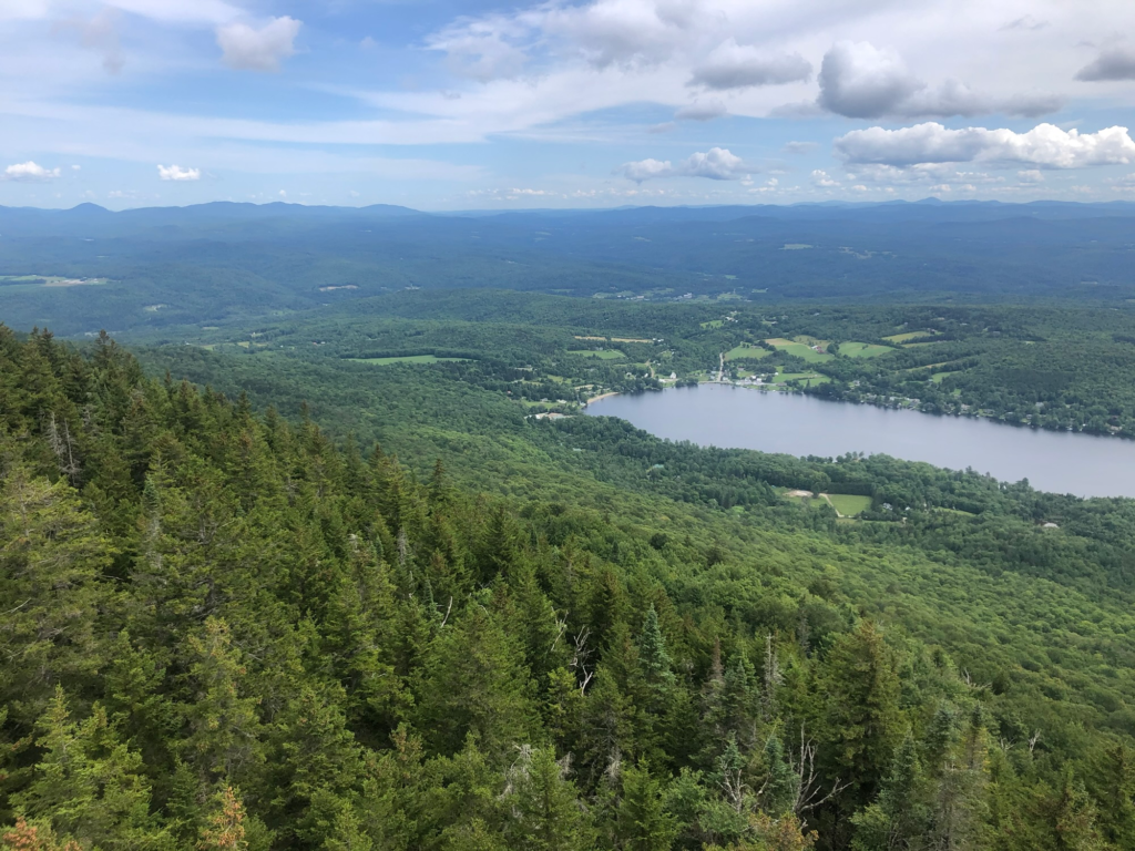 view from fire tower at Elmore State Park in stowe vermont during summer