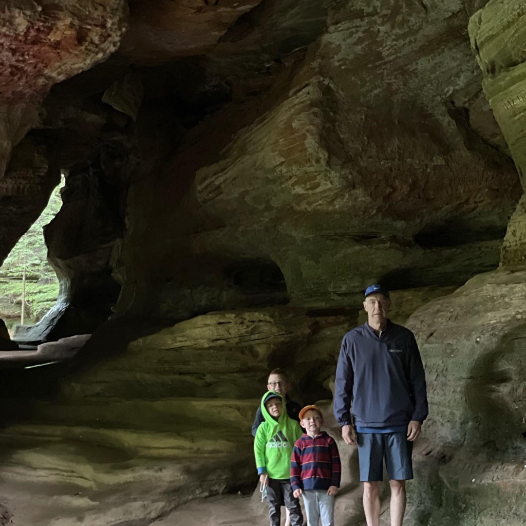 family in rock cave, hocking hills ohio with kids
