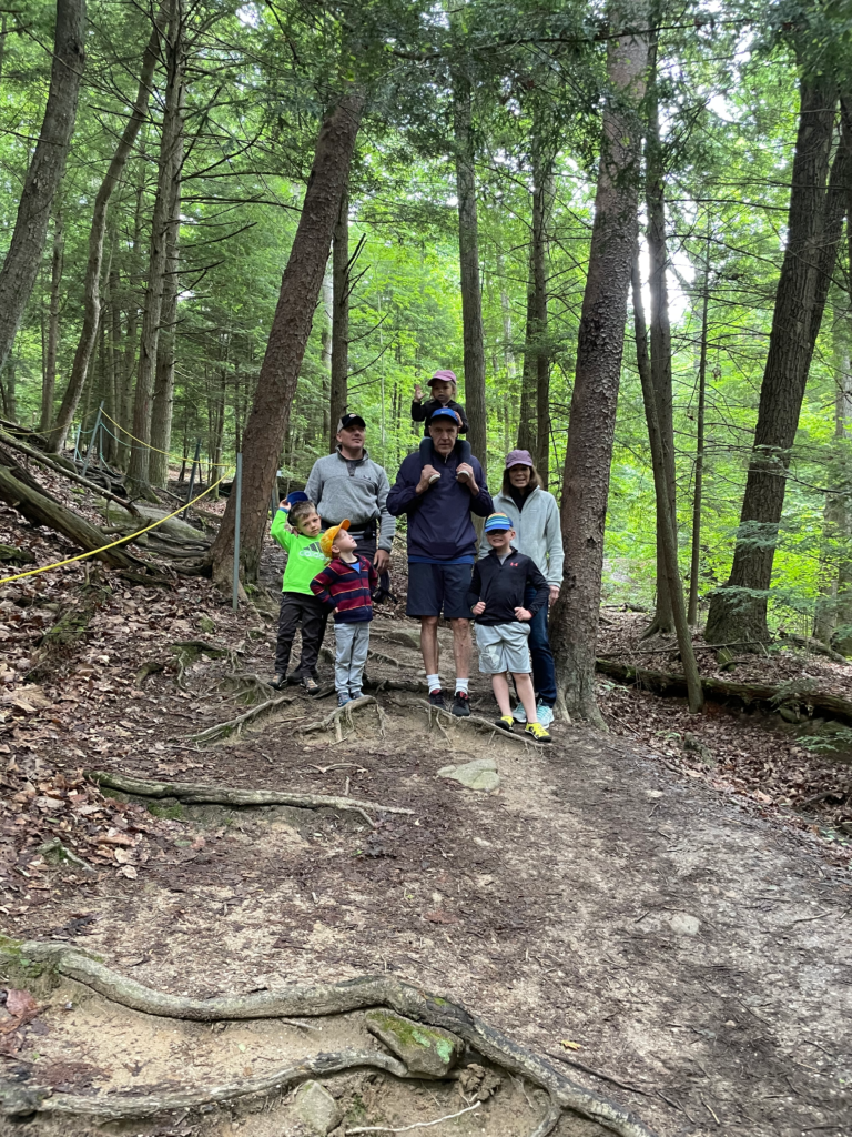 family hiking at conkles hollow 
hocking hills with kids family trip