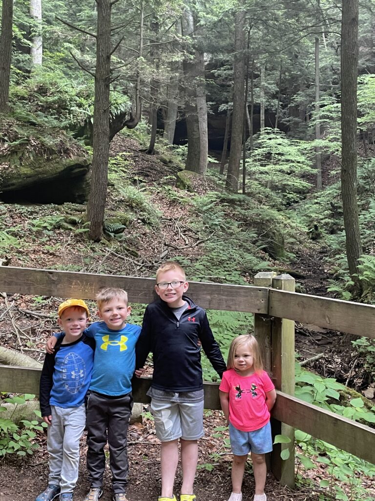 children hiking hocking hills ohio