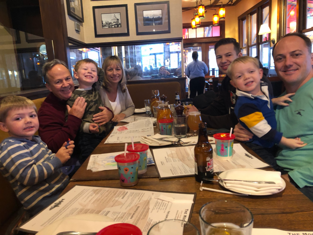 family eating at the Mooring Seafood restaurant and Bar
