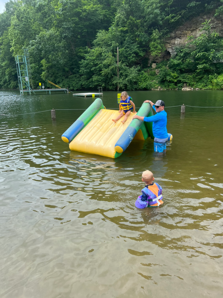 girl on slide at Austin Lake Campground Steubenville Oh