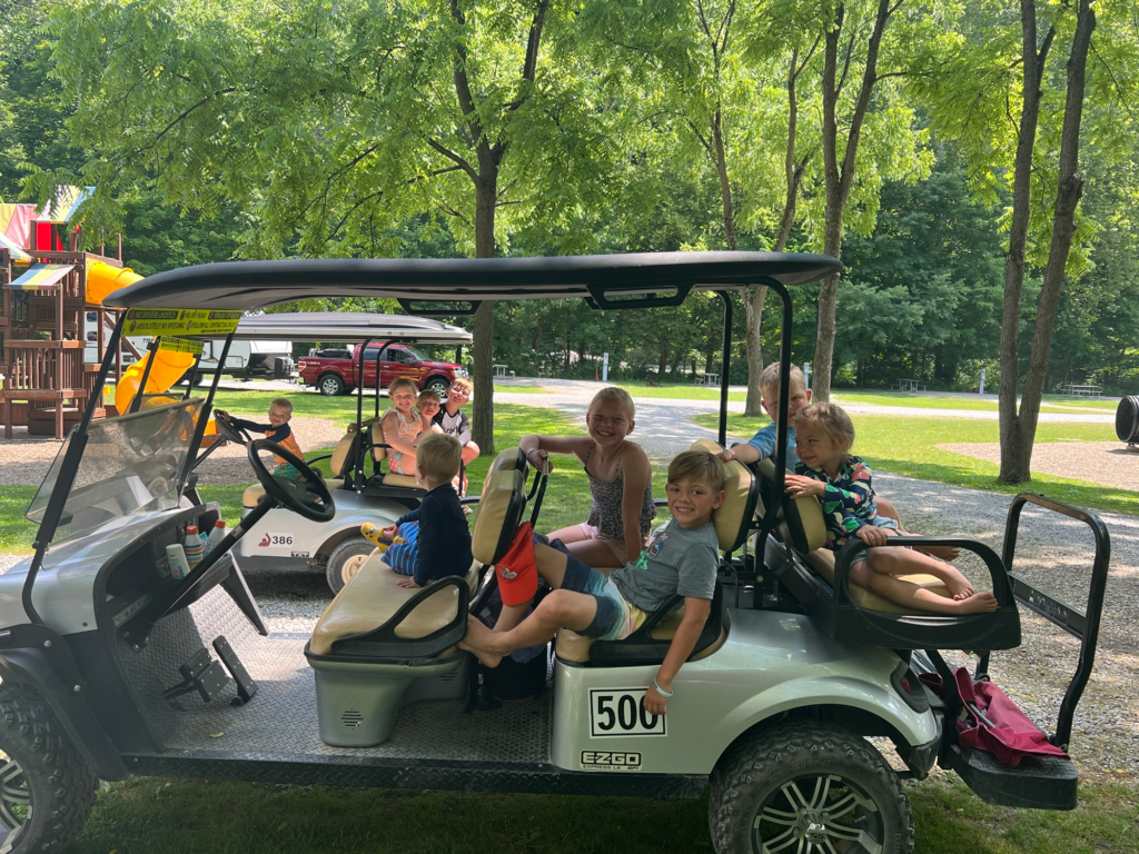kids on Golf cart Austin Lake Campground, Steubenville Oh